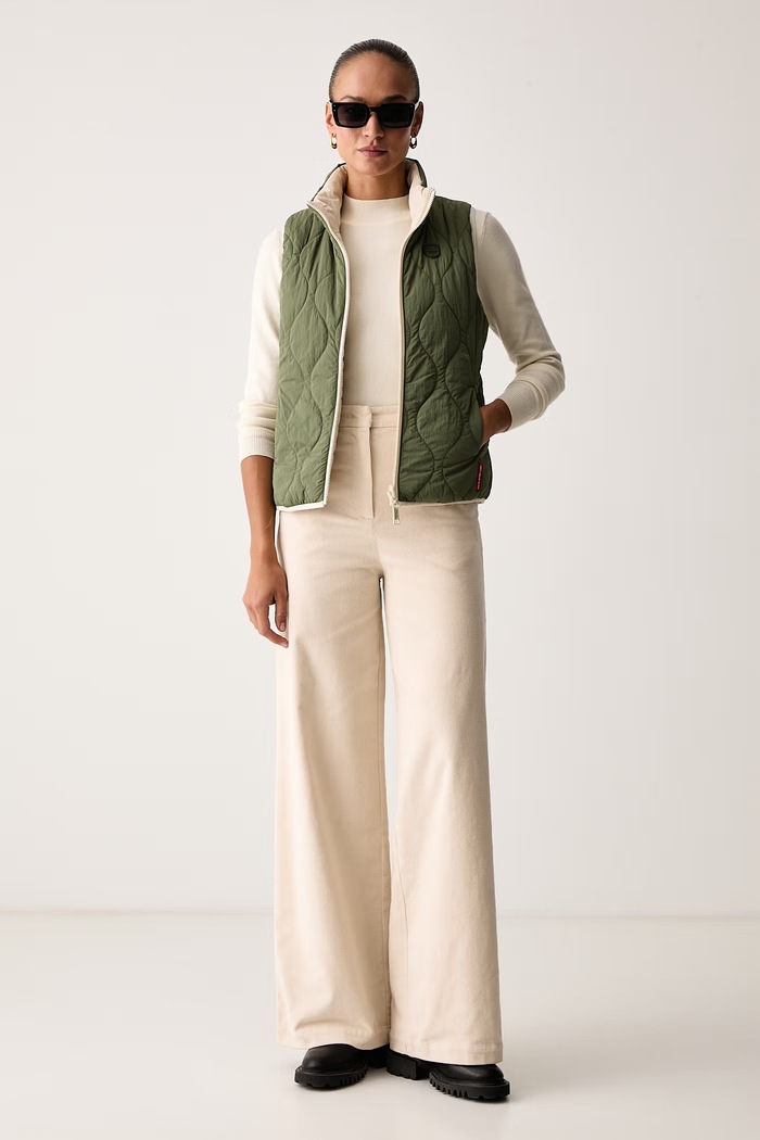 Colmar Spodnie wide leg damskie bawełniane z elastanem 06000001W.3LK beżowy AW26