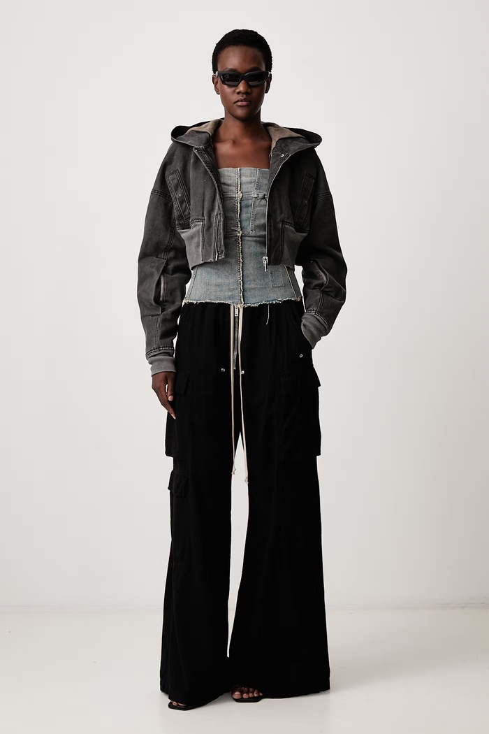Rick Owens DRKSHDW Double Cargo Jumbo Belas штани cargo бавовняні жіночі DS02F6324.CFL чорний AW26