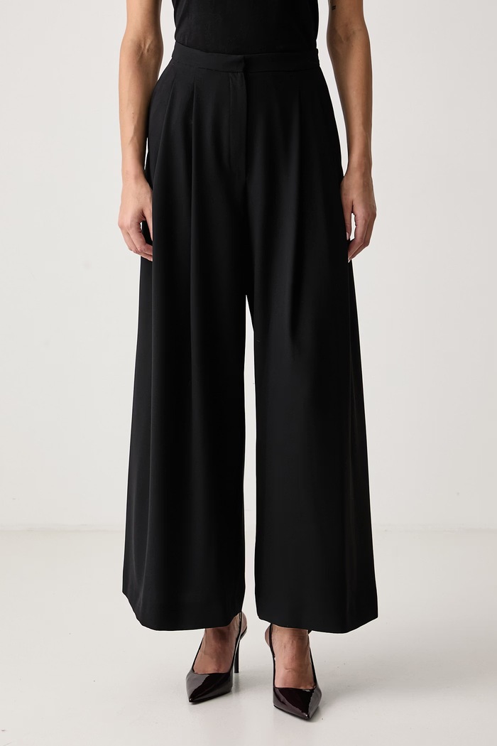 iBlues Παντελόνι wide leg γυναικείο IBLCURVA μαύρο 2627136132200