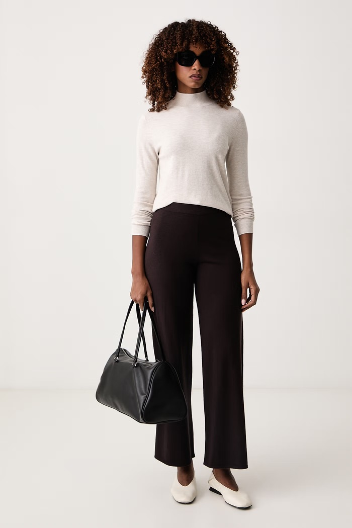 Marella Παντελόνι wide leg γυναικείο με πρόσμιξη μαλλιού Emme by Marella 2625336012200 καφέ AW26