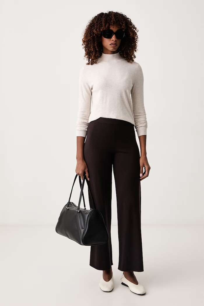 Marella Παντελόνι wide leg γυναικείο με πρόσμιξη μαλλιού Emme by Marella 2625336012200 καφέ AW26