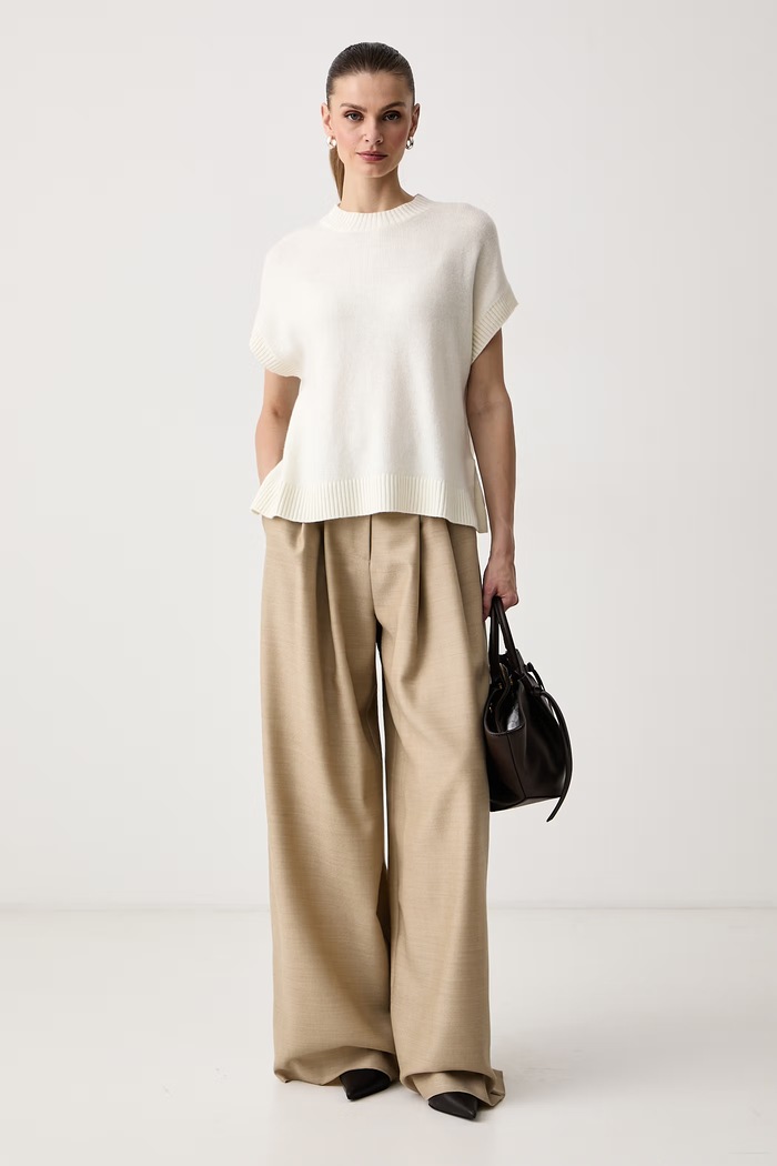 Marella Pantaloni palazzo da donna in lana MLLVERBENA 2623136112200 beige AW26