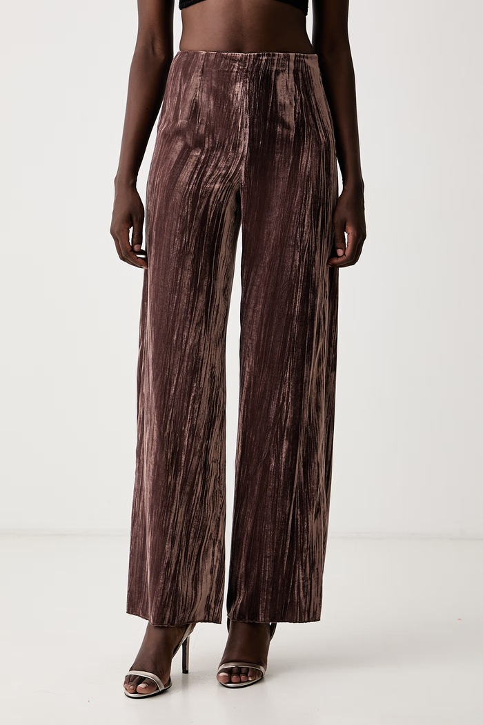 Marella straight hlače za žene od velura Emme by Marella smeđa 2625136151200