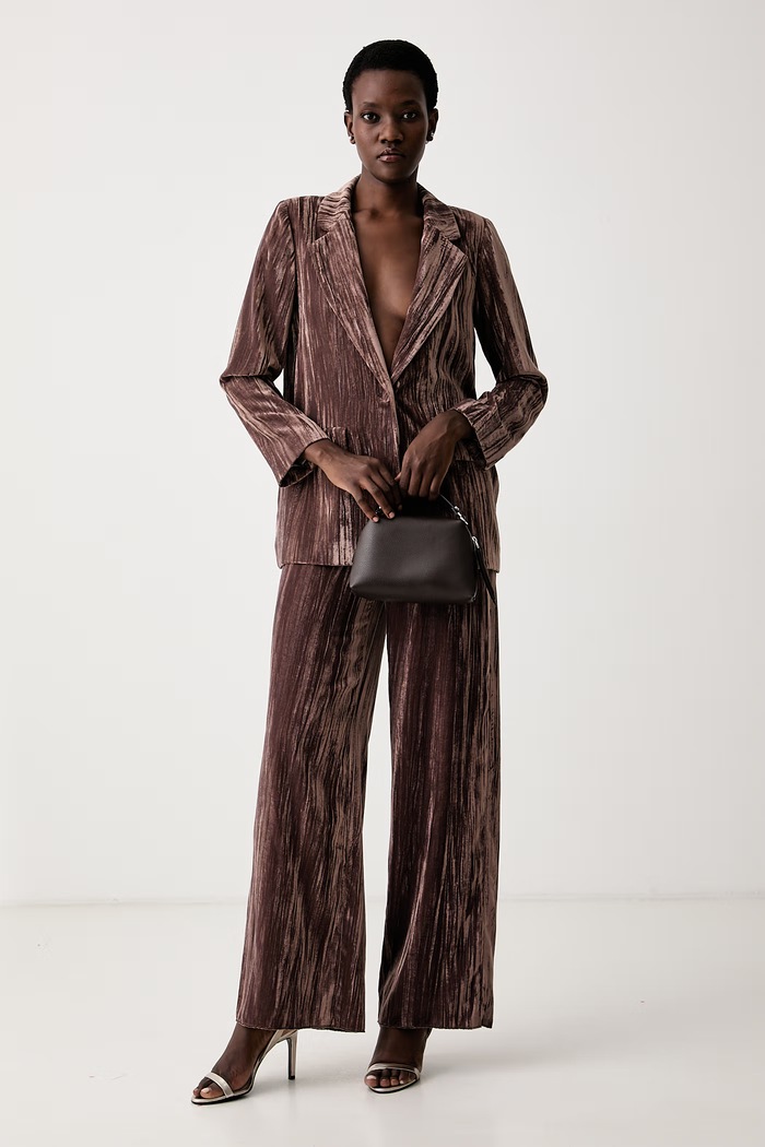 Marella straight hlače za žene od velura Emme by Marella 2625136151200 smeđa AW26