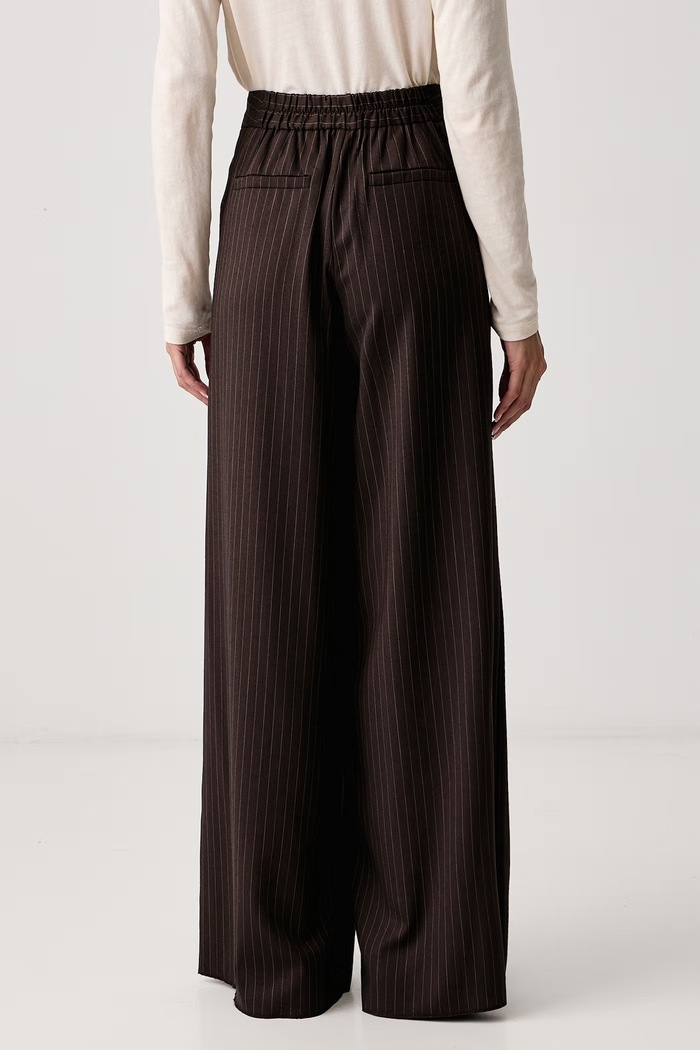 Ρούχα Marella Παντελόνι wide leg γυναικείο με μαλλί MLLMAGGIO 2623136111200 καφέ