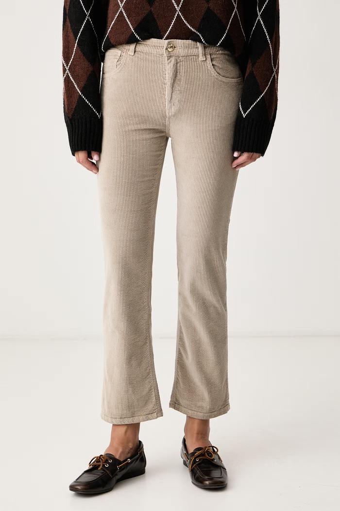 FAY Spodnie straight damskie sztruksowe beżowy NTW8253538T9E1