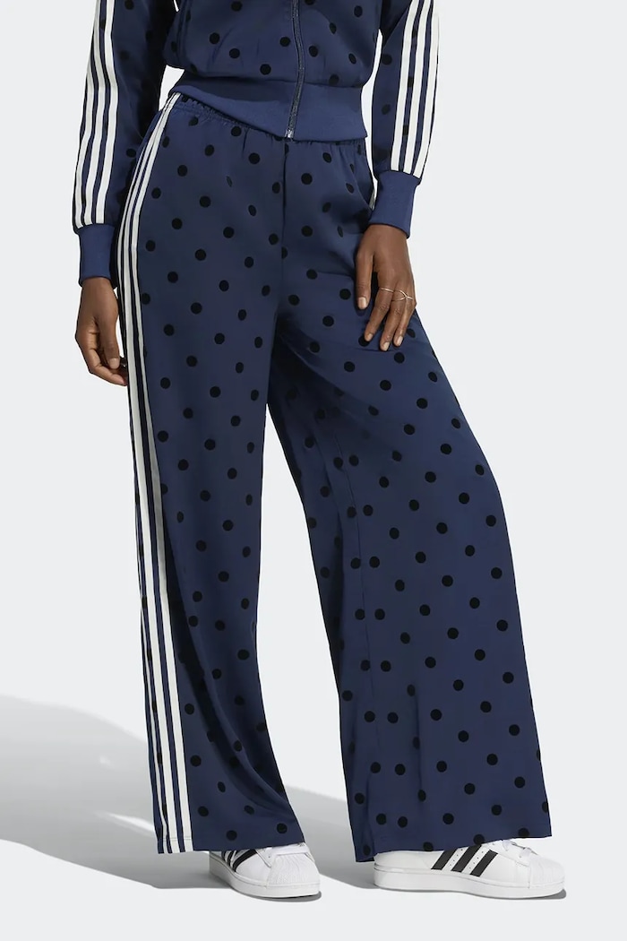 adidas Originals Spodnie wide leg damskie Wide Leg Polka Dots granatowy LI2844