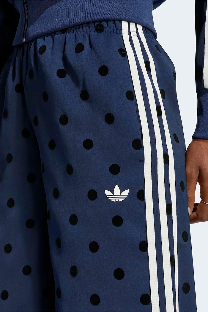 Spodnie wide leg damskie Wide Leg Polka Dots adidas Originals LI2844 granatowy
