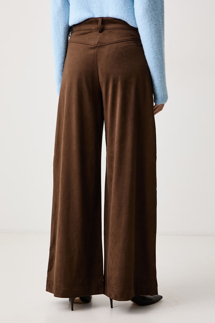 Ρούχα BOSS Orange Παντελόνι wide leg γυναικείο από απομίμηση σουέτ C_Takora2 50572576 καφέ