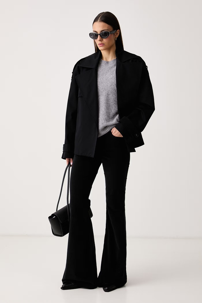 Aniye By Spodnie dzwony damskie sztruksowe Jenna 181224 czarny AW26