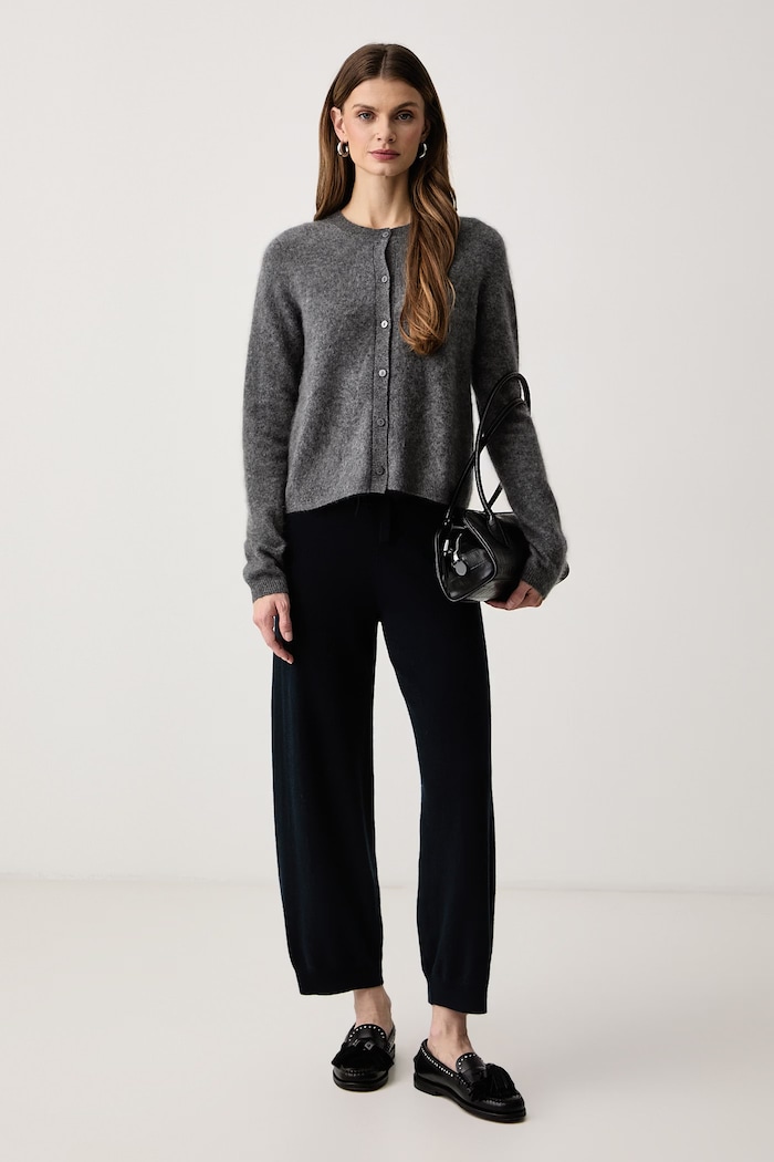 BOSS Spodnie dresowe damskie kaszmirowe Fylindra 50567358 granatowy AW26