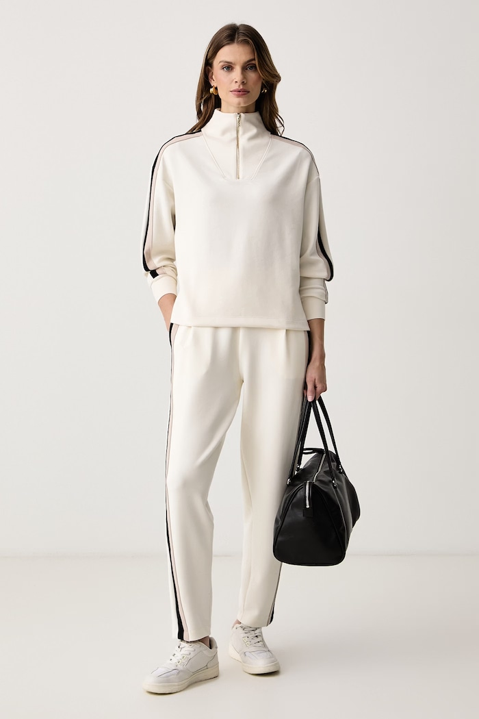 BOSS Spodnie dresowe damskie z modalem Mirage_Pants Tapered 50571041 beżowy AW26