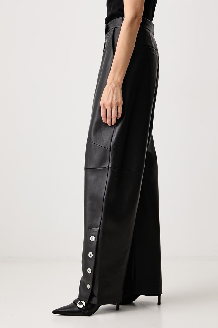 Sportmax Cinepresa spodnie skórzane damskie czarny 2622436011600