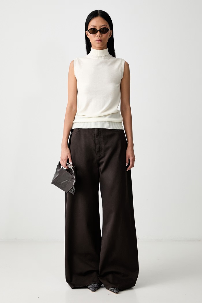 Sportmax Siamese wide leg traperice za žene 2622136025600 smeđa AW26