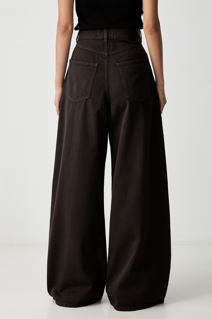 Odjeća Sportmax Siamese wide leg traperice za žene 2622136025600 smeđa
