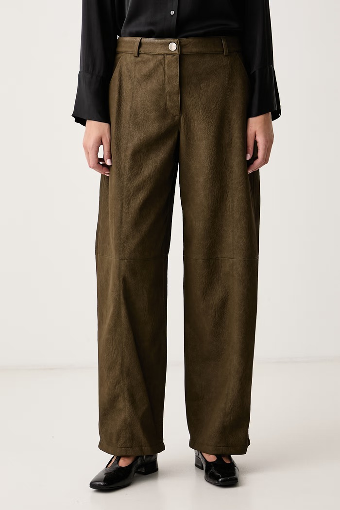 Pinko Nohavice wide leg dámske z imitácie kože zelená 107710.A3MD