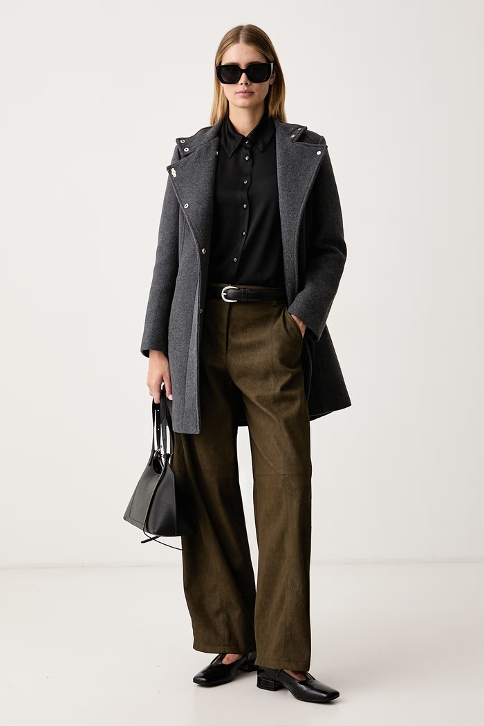 Pinko Nohavice wide leg dámske z imitácie kože 107710.A3MD zelená AW26