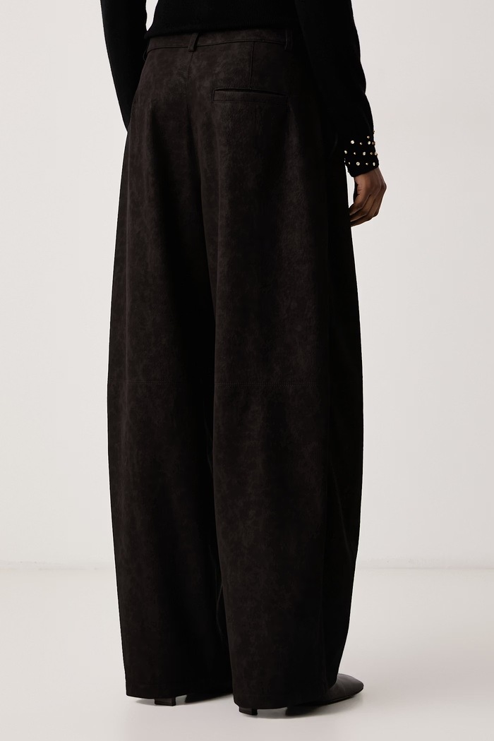 Odzież Pinko Spodnie wide leg damskie z imitacji skóry 107710.A3MD brązowy