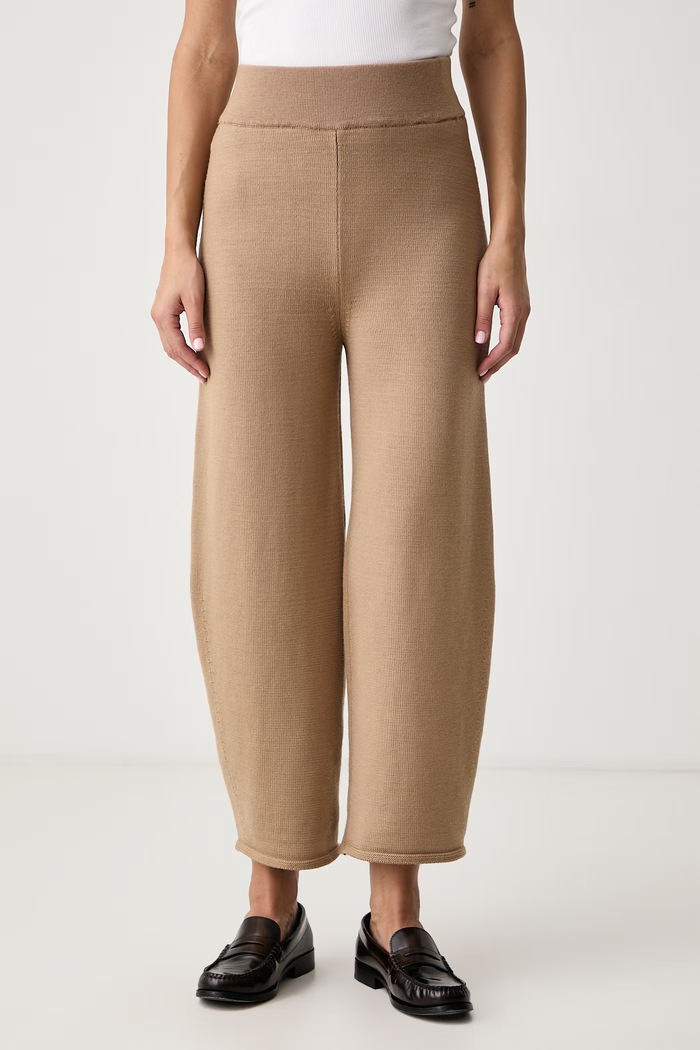 MM by Max Mara Spodnie damskie wełniane MMLOBOLI beżowy 2626336038600