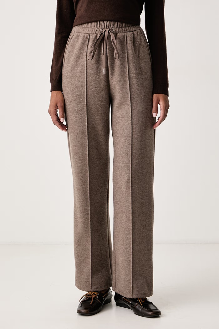 Weekend Max Mara Spodnie dresowe damskie z dodatkiem wełny WKDTENDA brązowy 2625786022600