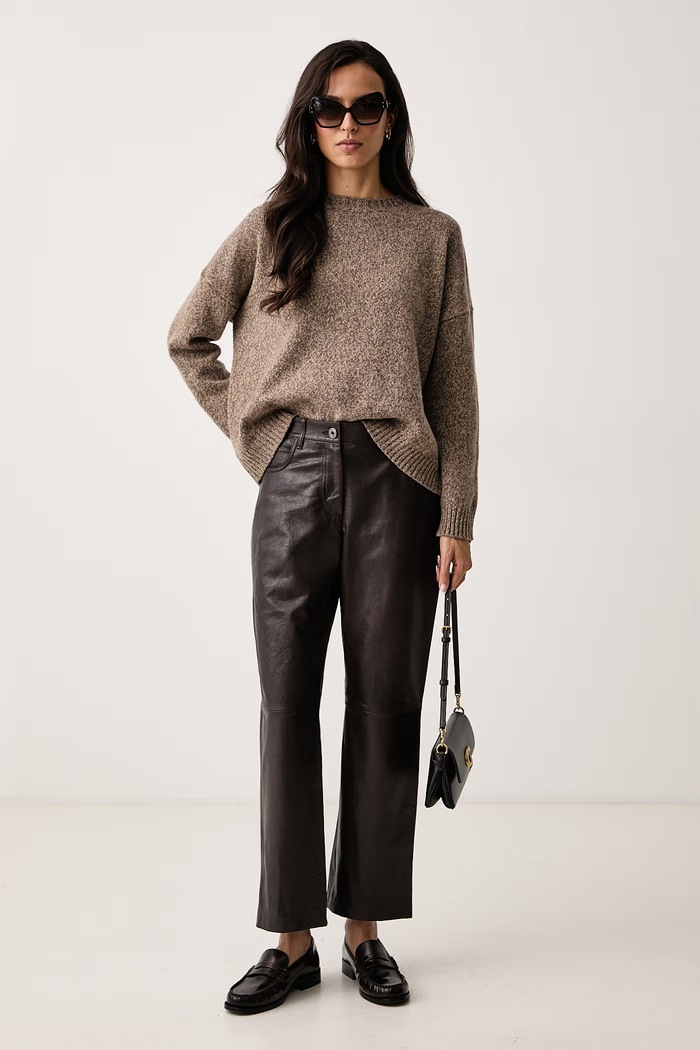 Weekend Max Mara Spodnie damskie skórzane WKDDESERTO 2625436012600 brązowy AW26