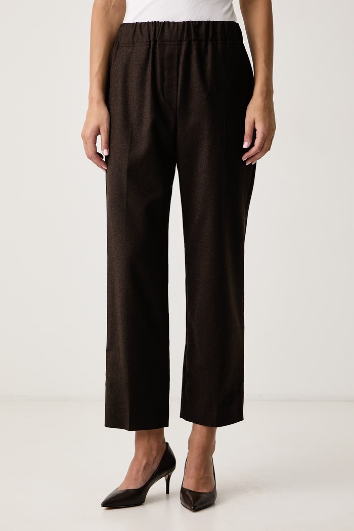 Weekend Max Mara Spodnie damskie wełniane WKDHATELEY brązowy 2625136042600