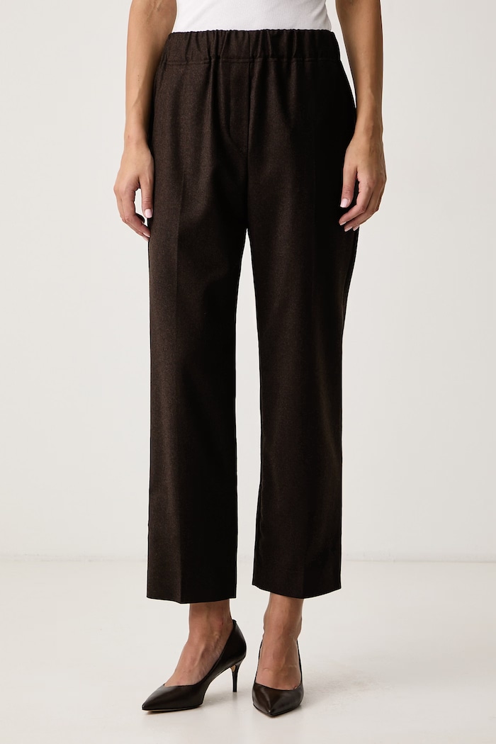 Weekend Max Mara Spodnie damskie wełniane WKDHATELEY brązowy 2625136042600