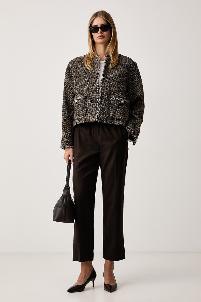 Weekend Max Mara Spodnie damskie wełniane WKDHATELEY 2625136042600 brązowy AW26