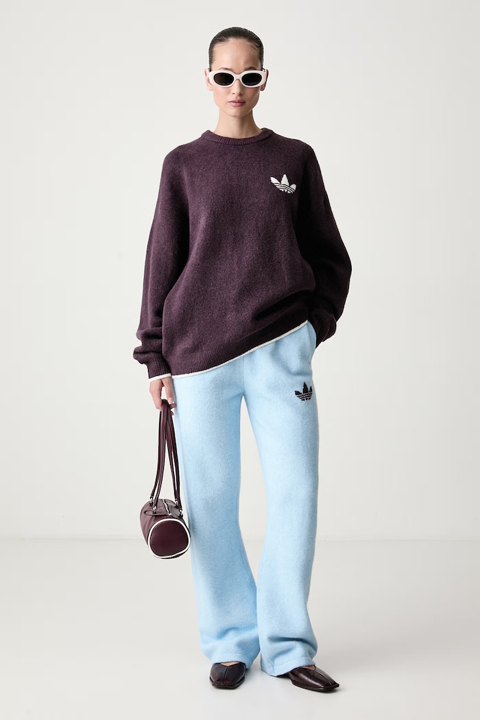 adidas Originals Spodnie dresowe damskie z dodatkiem wełny Essentials LF6547 niebieski AW26
