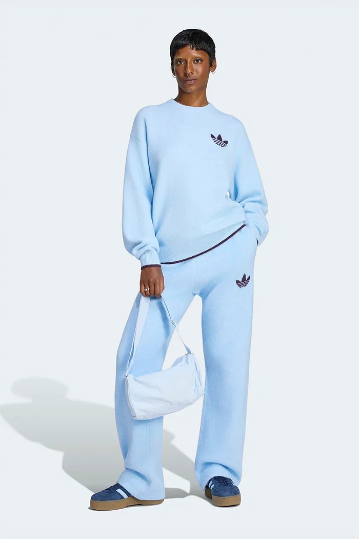 Abbigliamento adidas Originals Pantaloni da tuta da donna con misto lana Essentials LF6547 blu