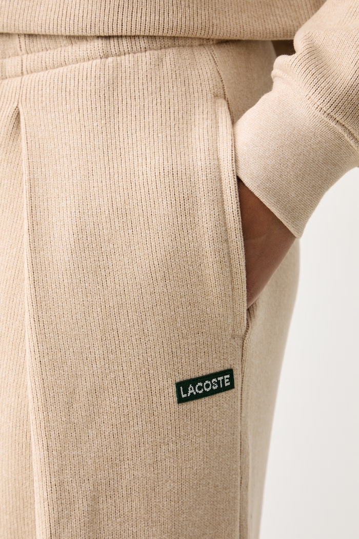Spodnie dresowe damskie z bawełną Lacoste XF8372 beżowy