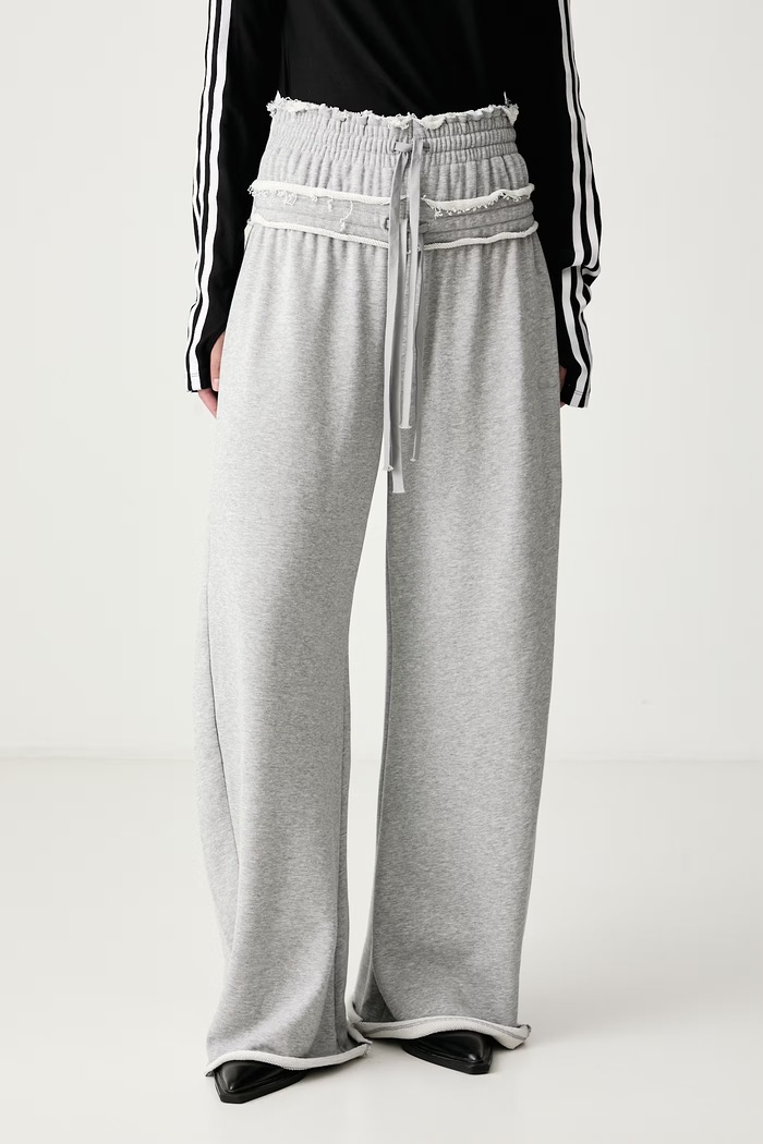 adidas Originals Spodnie wide leg damskie bawełniane SST Double szary KT1932