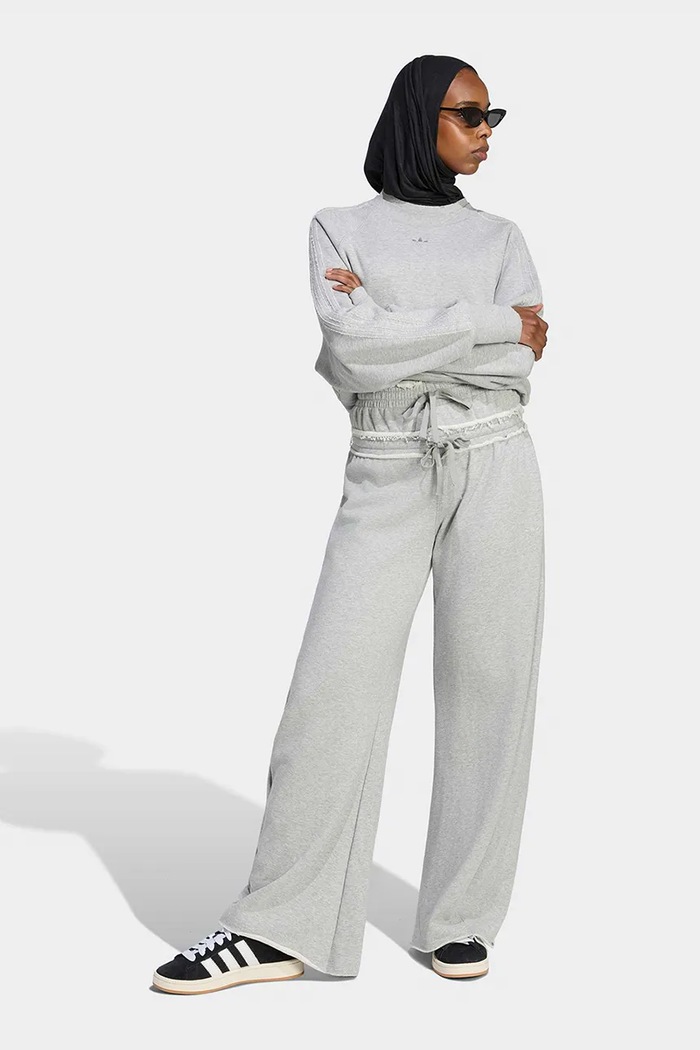 Abbigliamento adidas Originals Pantaloni wide leg da donna in cotone SST Double KT1932 grigio