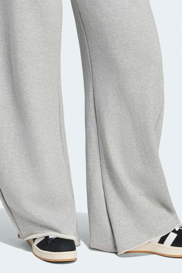 Pantaloni wide leg da donna in cotone SST Double adidas Originals grigio KT1932