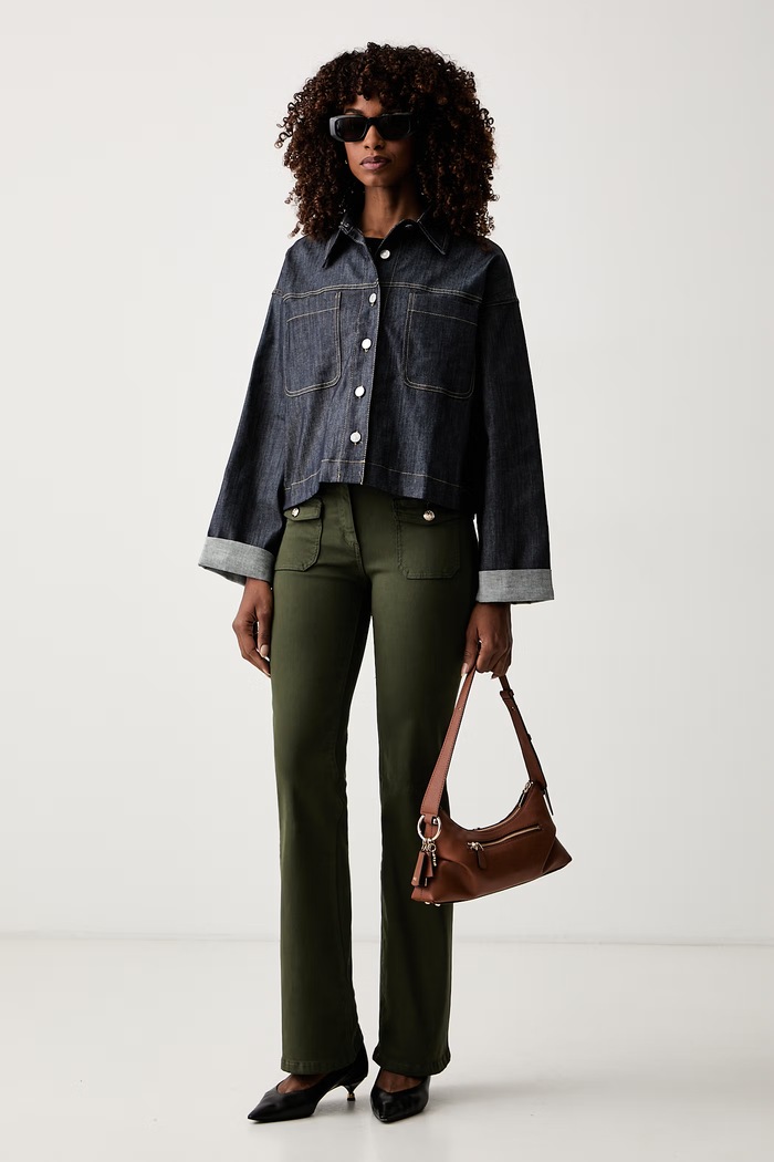 Morgan Jeansy flare damskie POLEME zielony AW26