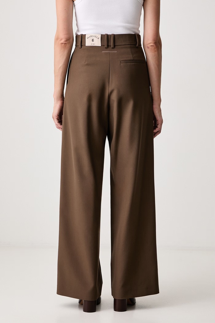 Odzież MM6 Maison Margiela spodnie straight damskie z dodatkiem wełny S52KA0574.M36020 brązowy