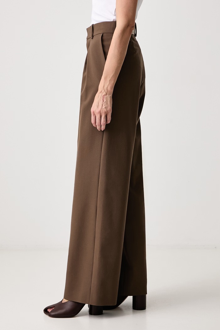 MM6 Maison Margiela spodnie straight damskie z dodatkiem wełny brązowy S52KA0574.M36020