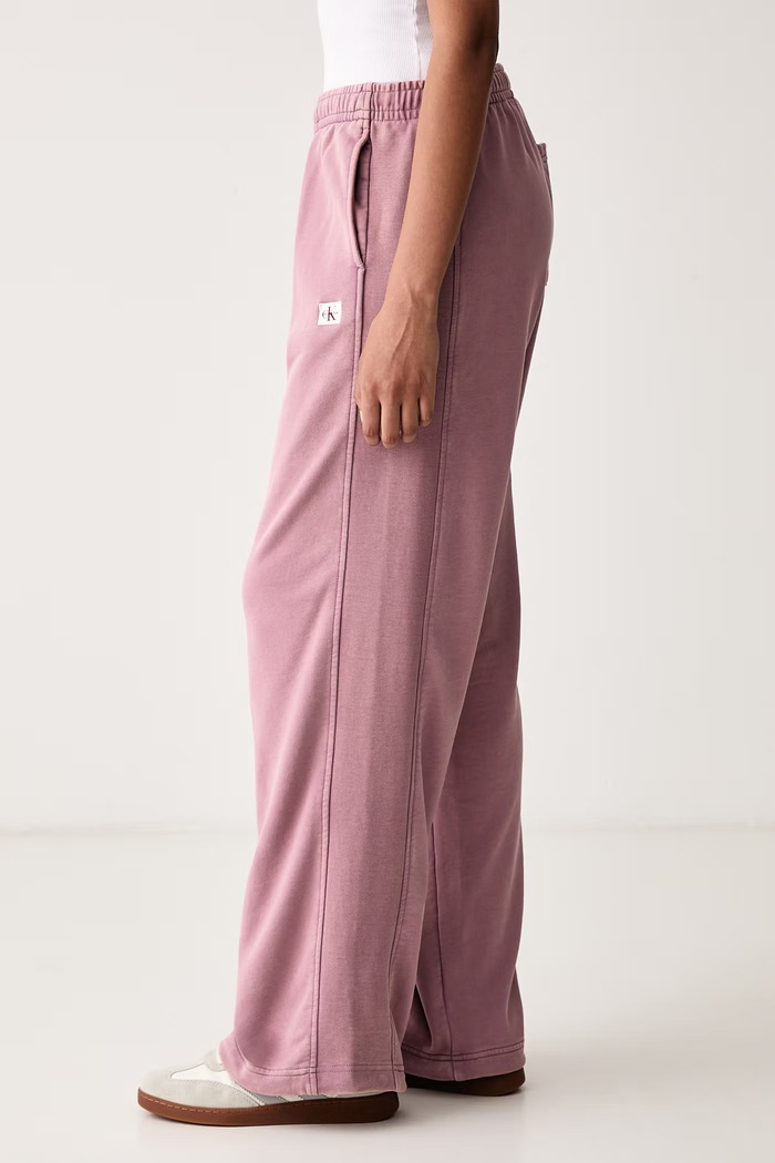 Παντελόνι επίσημο γυναικείο με βαμβάκι Calvin Klein Jeans LV047H224G ροζ