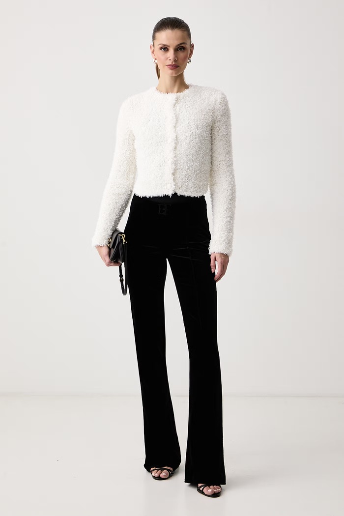 Elisabetta Franchi Spodnie damskie welurowe PA22467E2 czarny AW26