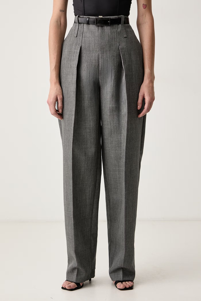 Elisabetta Franchi Spodnie garniturowe damskie wełniane szary PA22367E2