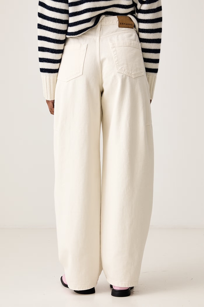 Odzież ERMANNO Firenze Jeansy barrel damskie D49EP062BEJ0 beżowy