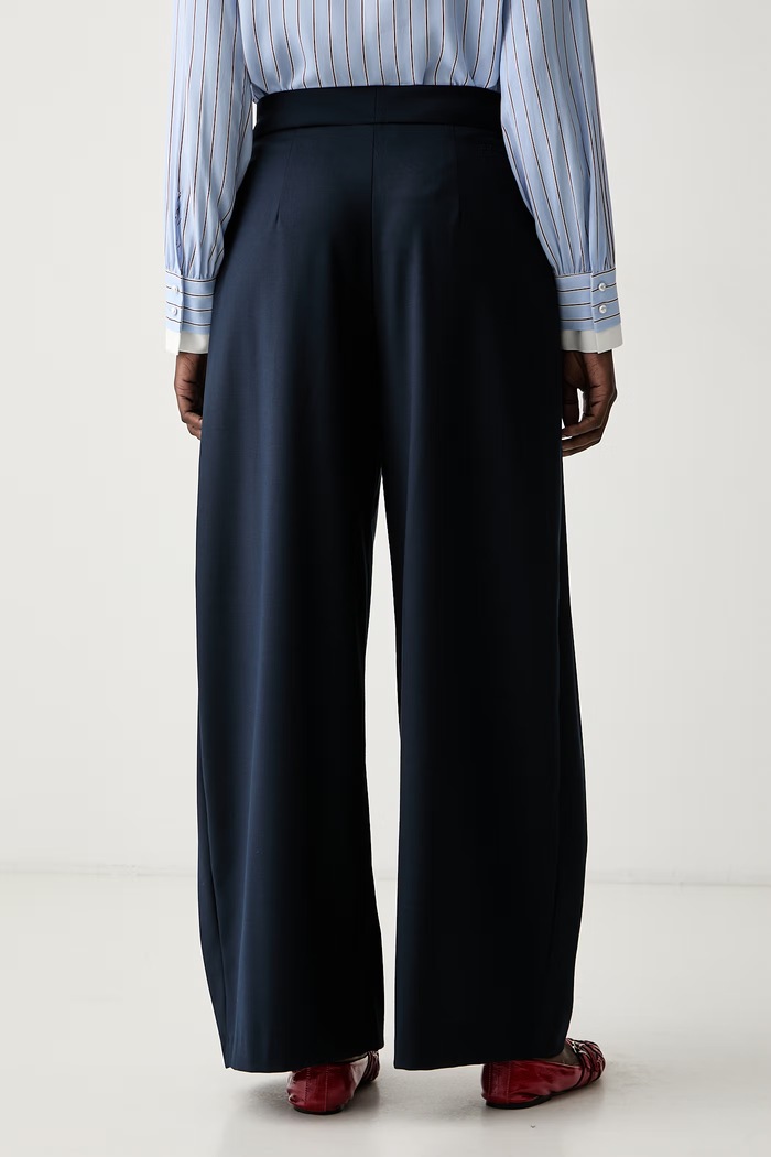 Odzież ERMANNO Firenze spodnie wide leg damskie D49EP054E7B granatowy