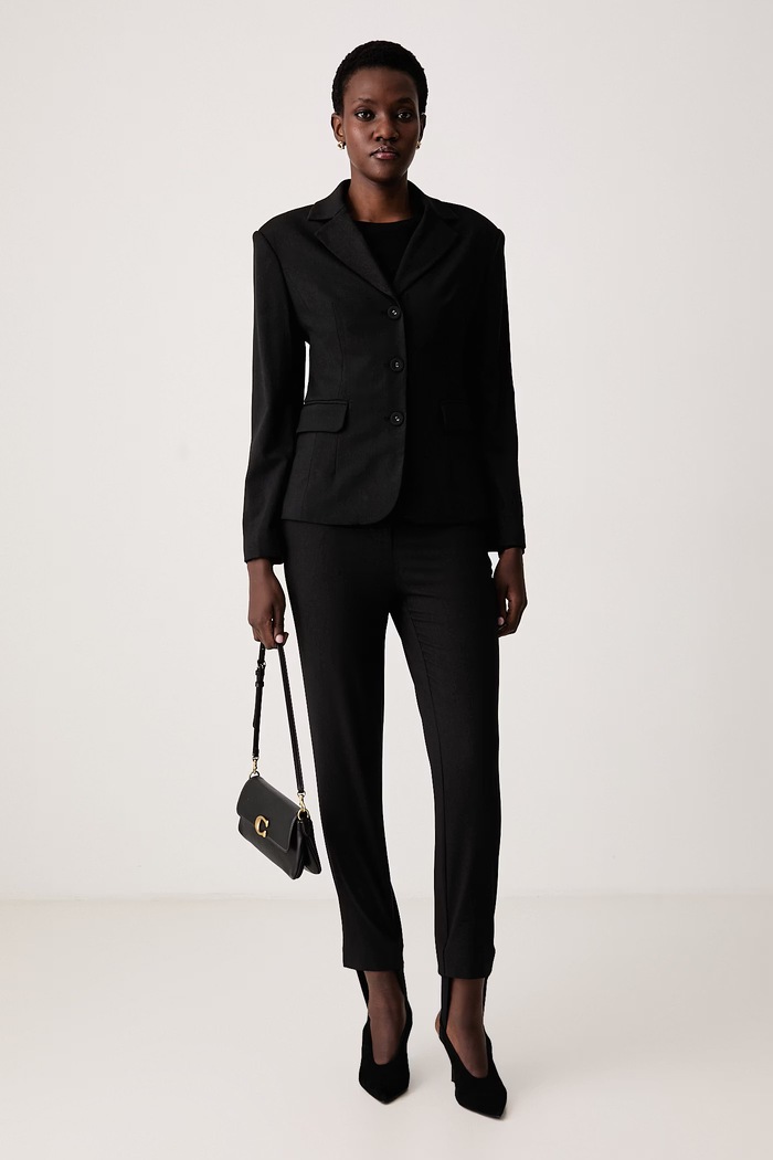 Sisley Spodnie damskie z dodatkiem wełny 44LALF09Q czarny AW26