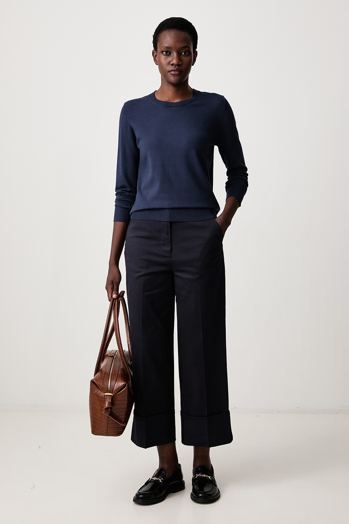 Sisley Nohavice dámske s bavlnou 4LNMLF09O tmavomodrá AW26