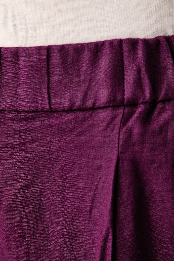 Παντελόνι γυναικείο λινό United Colors of Benetton 4AGHDF0CA μωβ