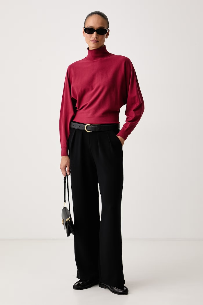 United Colors of Benetton Pantaloni palazzo da donna 3QAFDF01M nero AW26