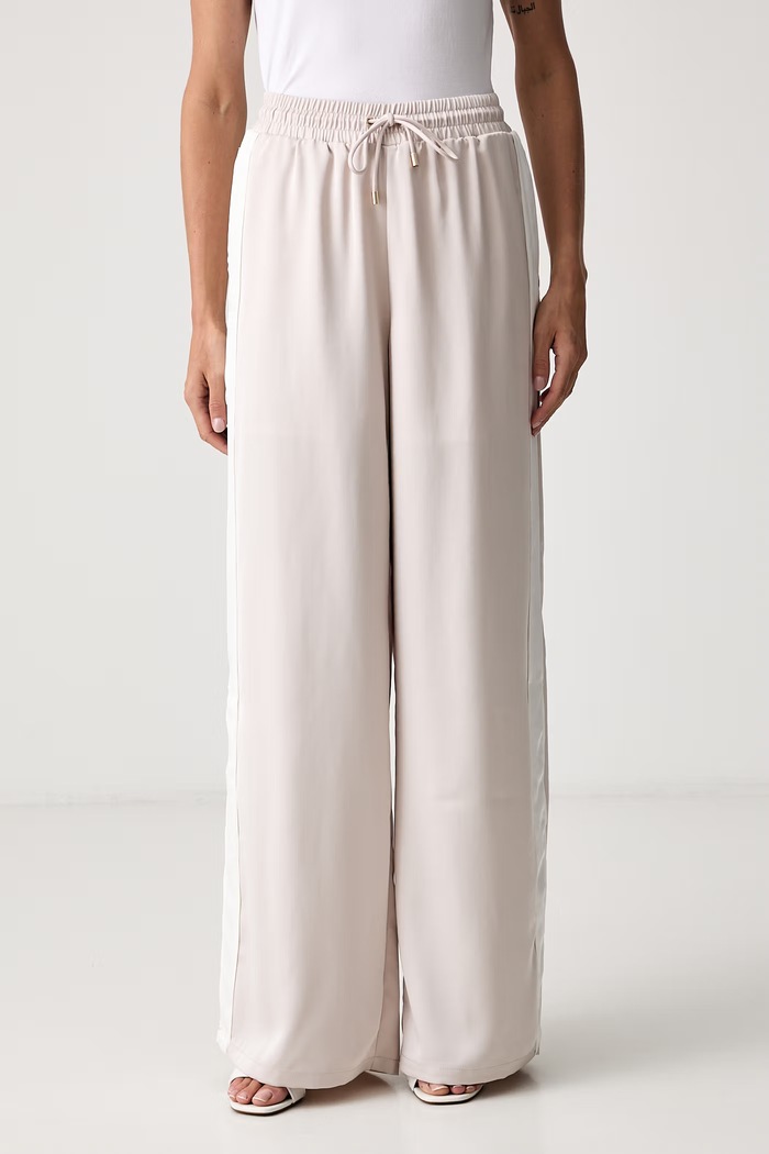 Liu Jo spodnie wide leg damskie beżowy TF6041.TS204
