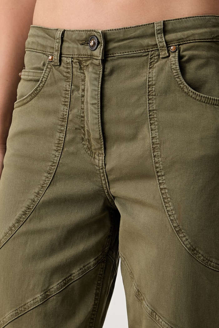 Liu Jo spodnie baggy damskie bawełniane z elastanem zielony WF6080.T708A
