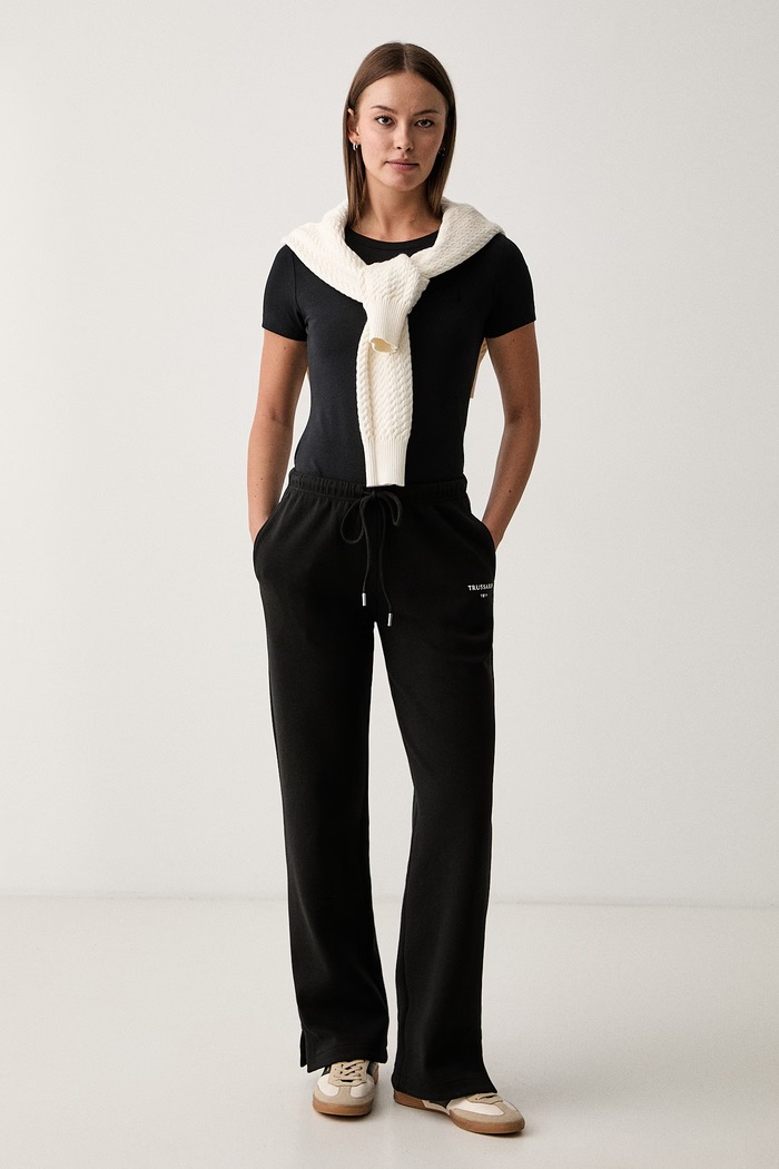 Trussardi spodnie dresowe damskie z bawełną P8126000034N czarny AW26
