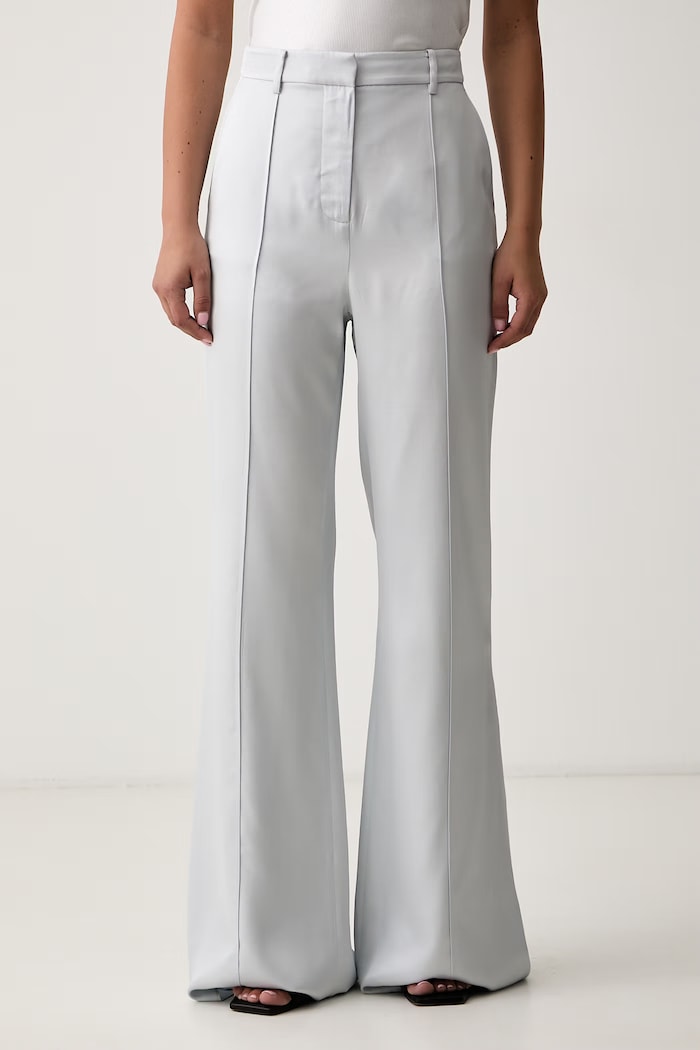 Trussardi spodnie flare damskie z wiskozy niebieski P007A002439N